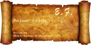 Beiner Frida névjegykártya